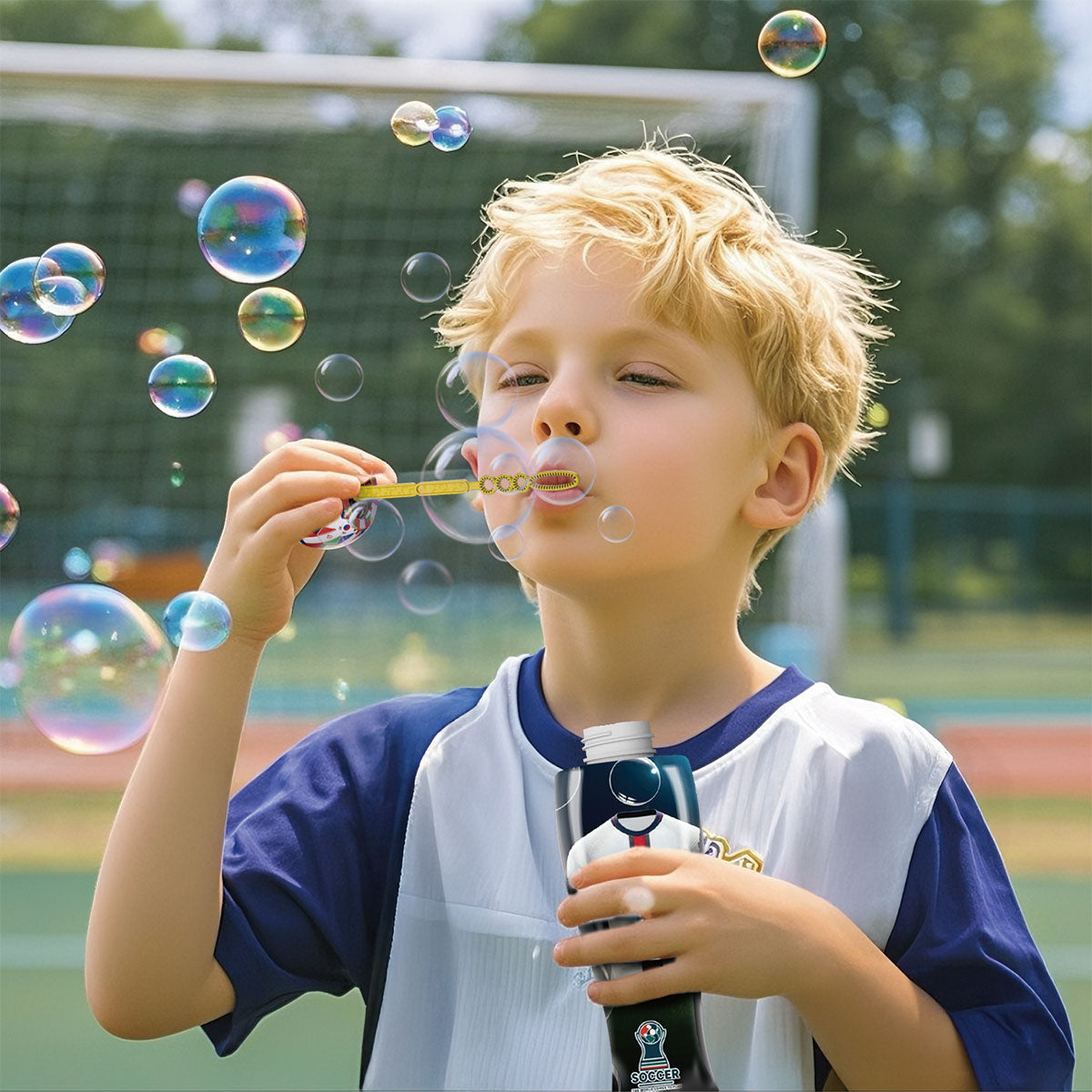 Wholesale Soccer-Themed Bubble Blower Displayer of 16
