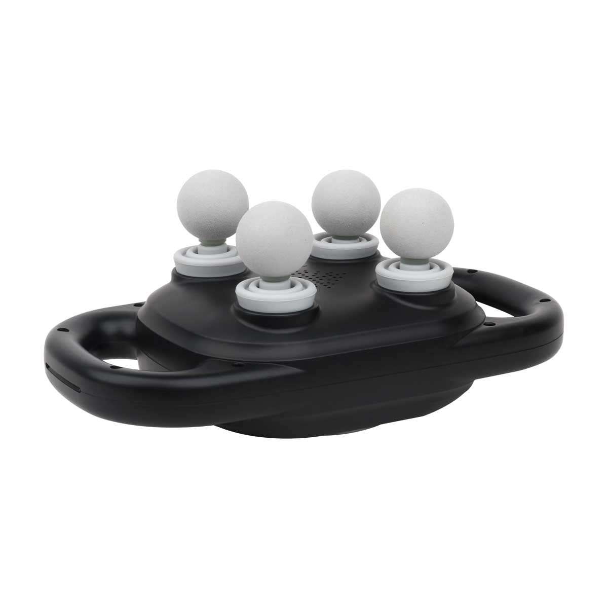 Rejuvenator 4-head percussion massager; cordless percussion massager; Rejuvenator massager with four heads; rechargeable percussion massager; portable cordless massager; massager with LED display; percussion massager intensity controls; compact rechargeable massager