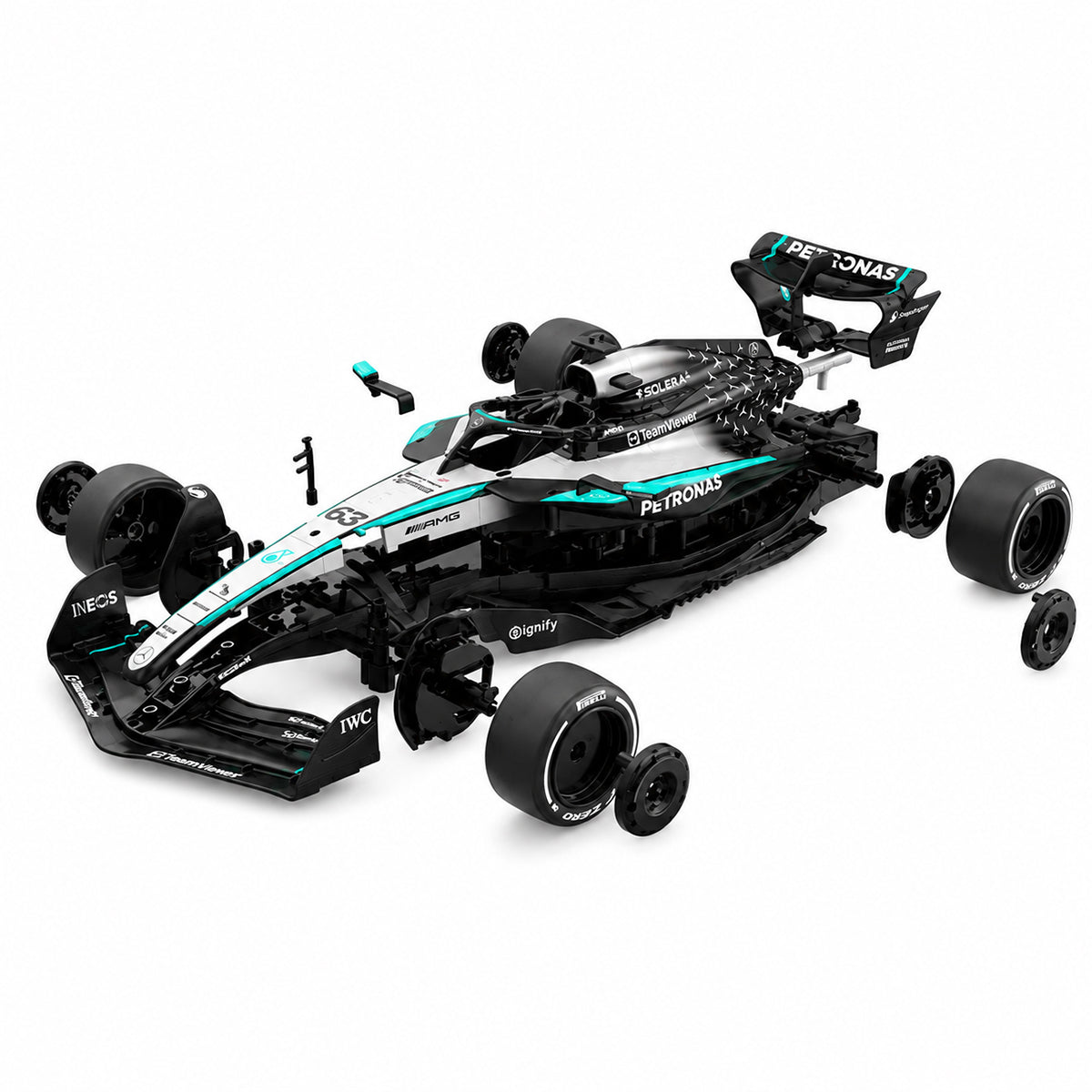Mercedes-AMG F1 W16 1:16 RC building kit 52-piece Mercedes-AMG Formula 1 RC car kit Mercedes-AMG F1 W16 remote-control building set 1:16 Mercedes Formula 1 model with remote control Mercedes-AMG RC car with rubber wheels and suspension
Mercedes Formula 1 DIY building kit assembled Mercedes-AMG F1 W16 2.4GHz remote-control car
Officially licensed Mercedes-AMG Formula 1 building kit
