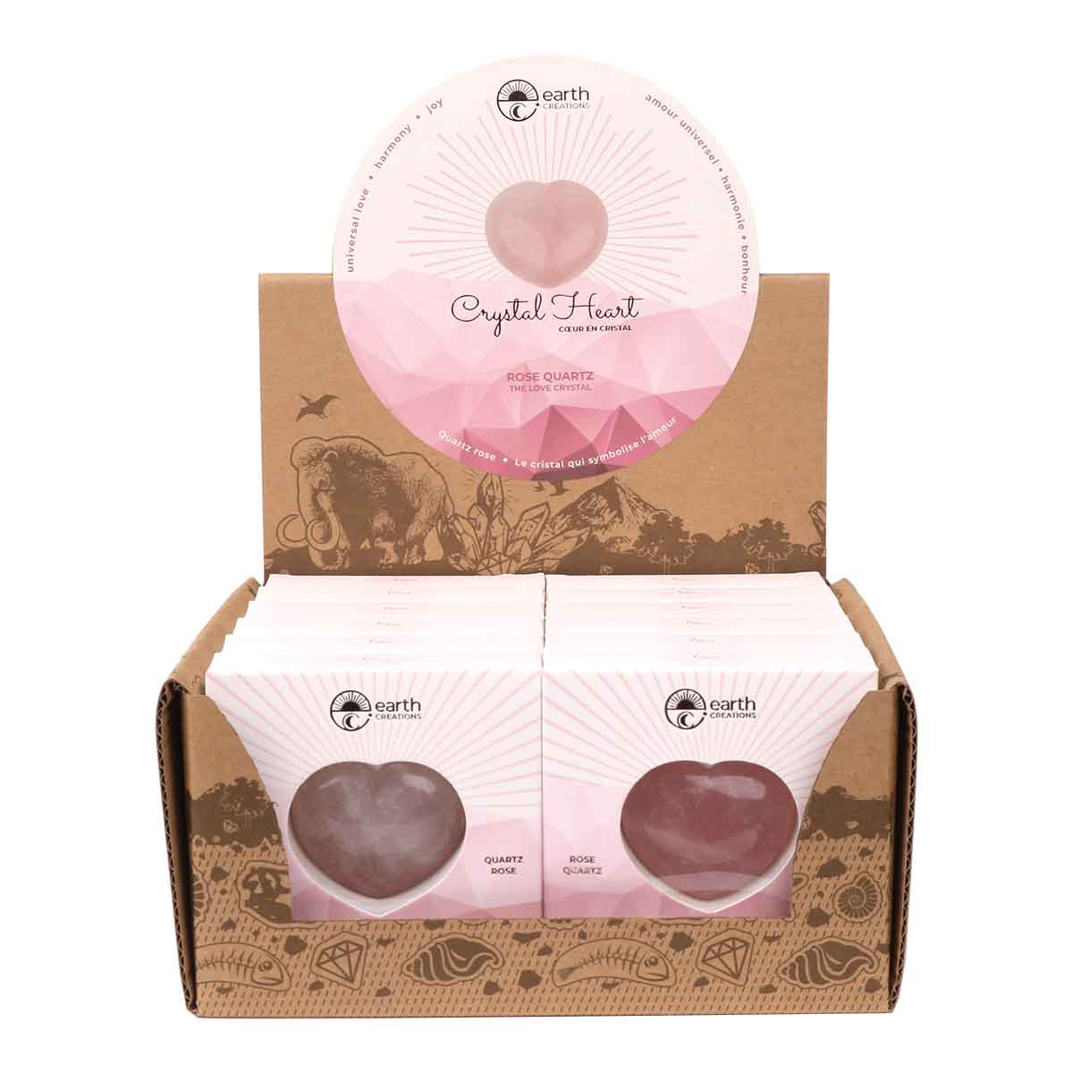 Wholesale Rose Quartz Crystal Heart Displayer of 12