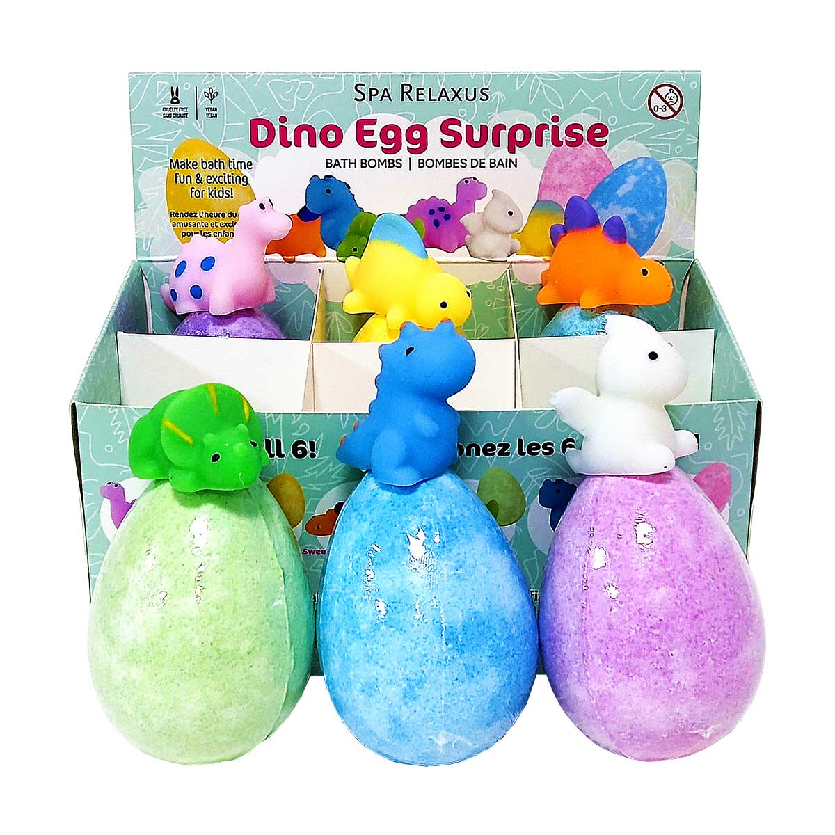 Wholesale Dino Egg Surprise Bath Bombs - Displayer of 6