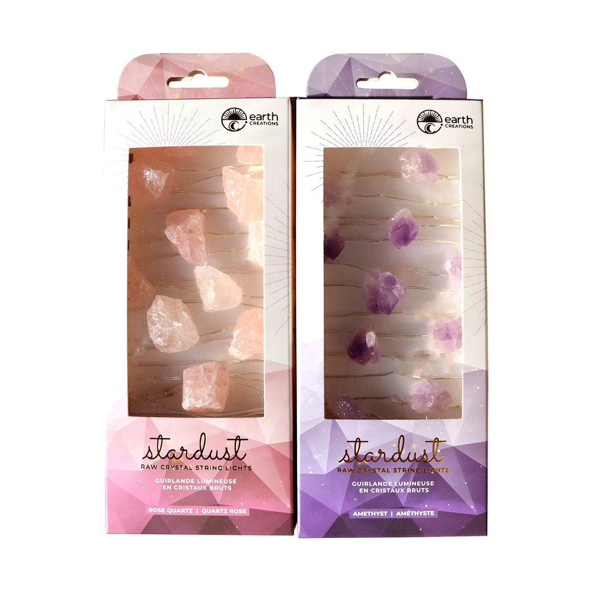 Wholesale Raw Crystal Gemstone String Lights Displayer of 6