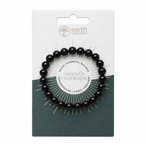 Obsidian gemstone bracelet; black volcanic glass bracelet; natural obsidian jewellery; grounding gemstone bracelet; black stone bead bracelet; obsidian bracelet for everyday wear