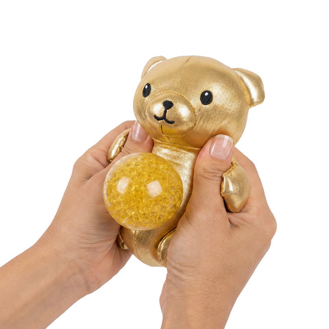 Tummy Bears sensory squeeze toy; pink Tummy Bears squeeze toy; gold Tummy Bears plush squeeze toy; silver Tummy Bears sensory toy; soft plush squeeze toy; tactile plush sensory toy