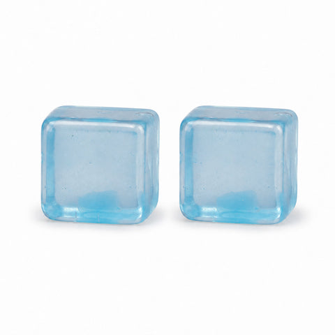 Mini Chill Sensory Cube Toy; blue sensory squeeze cube; anti-stress squeeze cube toy; tactile fidget cube in blue; Mini Chill cube for desk fidgeting; sensory cube toy display