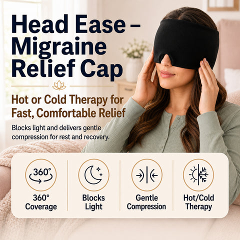 Head Ease Migraine Relief Cap
light-blocking hot and cold therapy cap
soft hydrogel migraine relief cap
wearable cold therapy head cap
flexible hot therapy migraine cap
360 coverage headache relief cap