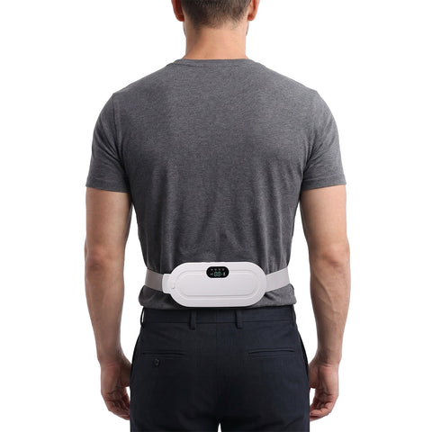 Thermo-Max wearable heat pad for lower back; cordless rechargeable lower back heat pad; wearable body heat pad with adjustable belt; Thermo-Max heat pad with USB charging; compact wearable heat pad with vibration; lower back heat pad with auto shut-off