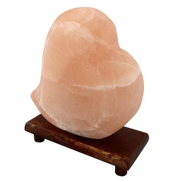 Himalayan Heart-Shaped Amber Salt Lamp Angled, Light off