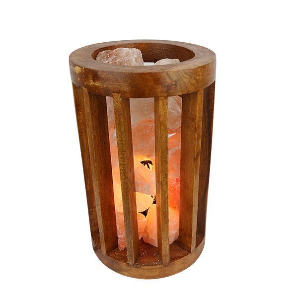 Wholesale Himalayan Salt Lamp Wooden Cylinder Basket