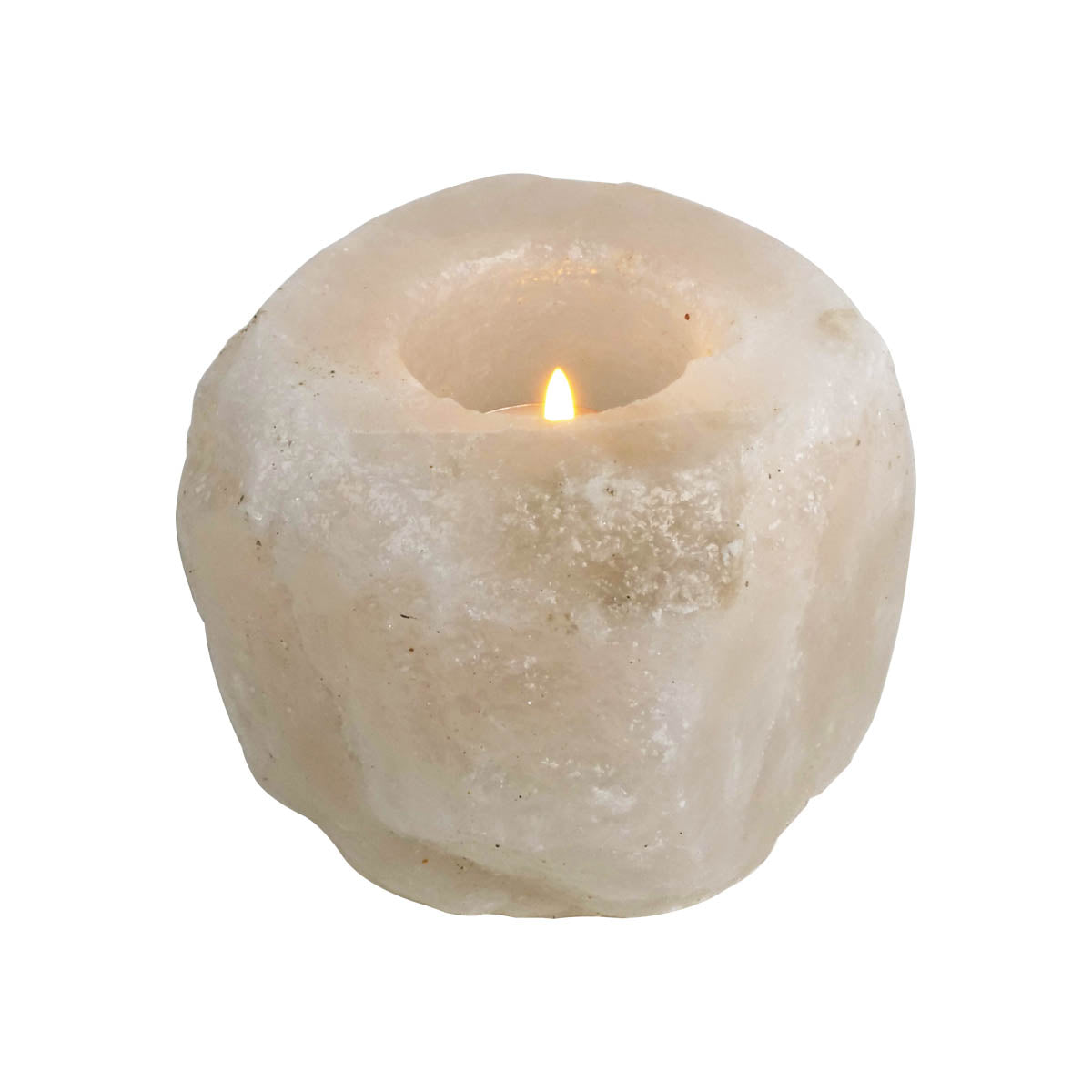 White Himalayan Salt Tea Light Holder