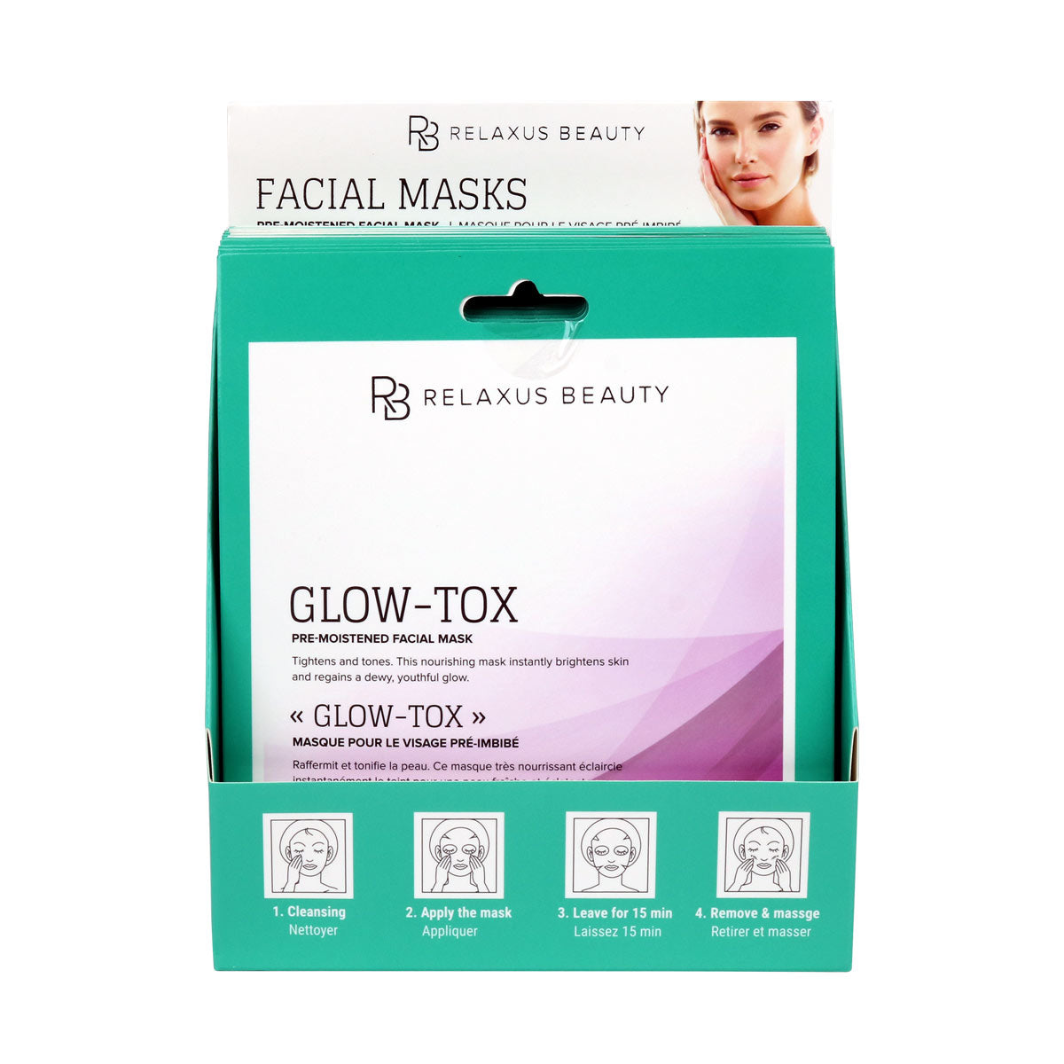 Wholesale Glow Tox Face Mask Displayer of 12