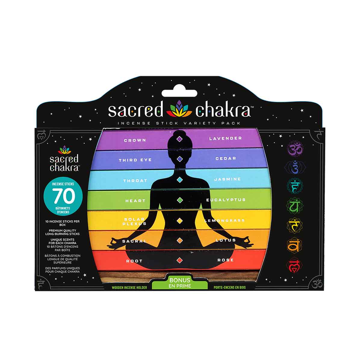 Wholesale Sacred Chakra Incense Sticks & Holder Variety Pack (6-pack)