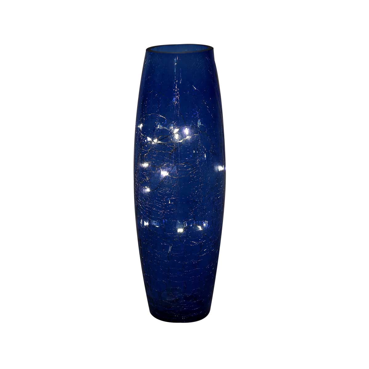 Wholesale Blue Faerie LED Crackle Glass Vase