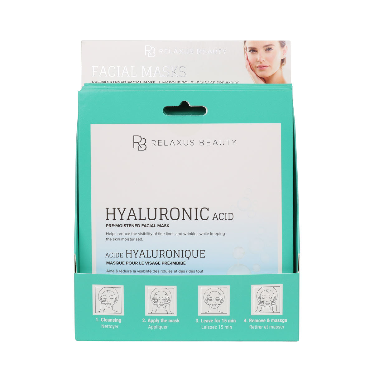 Wholesale Hyaluronic Acid Pre-Moistened Facial Mask - Displayer of 12