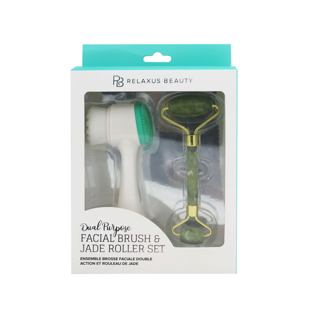 Wholesale Dual Purpose Facial Brush and Jade Roller Set